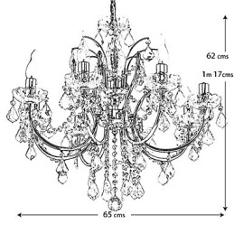 Elegante lámpara de araña de cristal con 8 luces