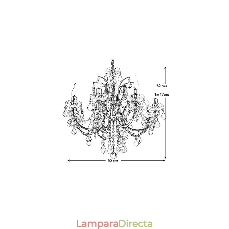 Elegante lámpara de araña de cristal con 8 luces