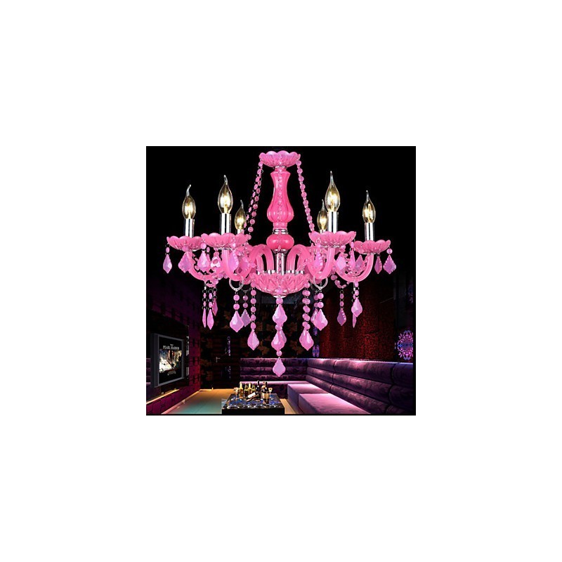 Lámpara de café Proyecto Luz Vela Cristal Lámpara colgante Rosa