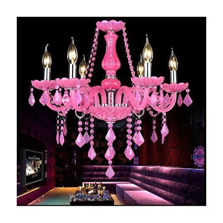 Lámpara de café Proyecto Luz Vela Cristal Lámpara colgante Rosa Lámpara de café Proyecto Luz Vela Cristal Lámpara colgante Rosa