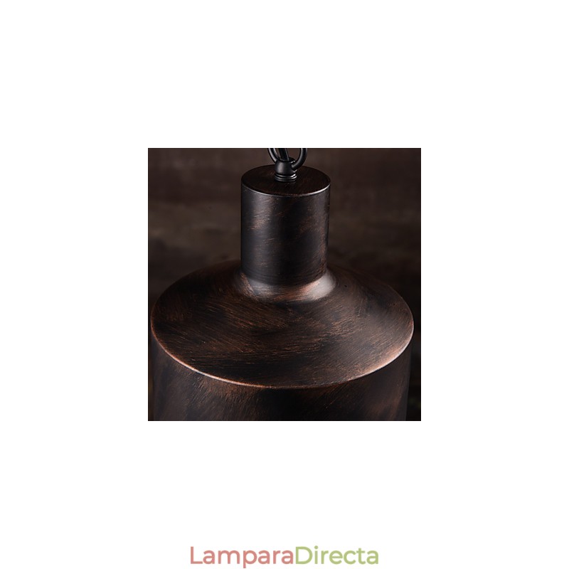 Lámpara colgante rústica de metal con forma de tambor