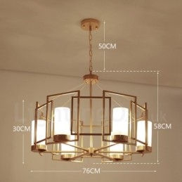 Lámpara colgante moderna contemporánea de latón de 6 luces con pantalla de vidrio