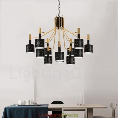 Lámpara de araña moderna contemporánea de acero de 12 luces con pantalla de acero Lámpara de araña moderna contemporánea de acero de 12 luces con pantalla de acero