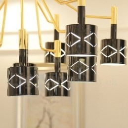 Lámpara de araña moderna contemporánea de acero de 12 luces con pantalla de acero