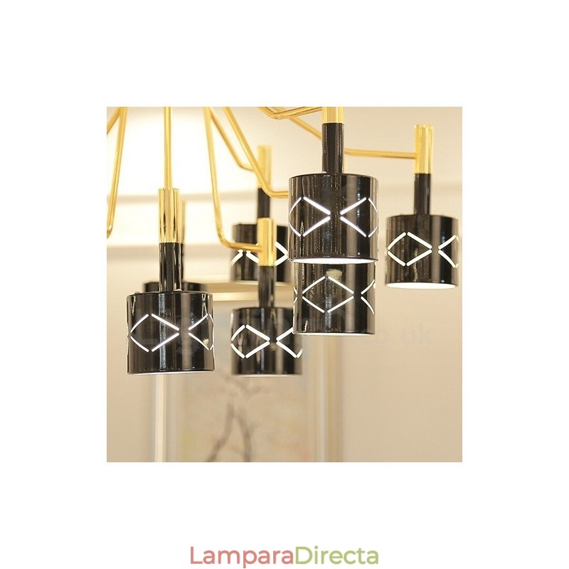 Lámpara de araña moderna contemporánea de acero de 12 luces con pantalla de acero