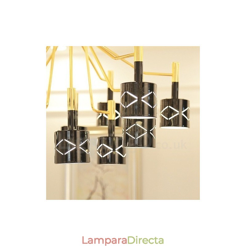 Lámpara de araña moderna contemporánea de acero de 15 luces con pantalla de acero