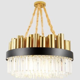 Lámpara colgante moderna contemporánea de acero de 16 luces con pantalla de cristal