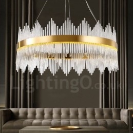 Lámpara colgante moderna y contemporánea de acero con pantalla de cristal