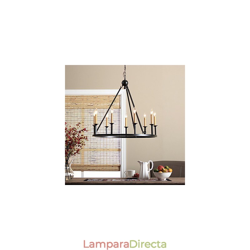 Lámpara de araña de metal con pintura estilo campestre en miniatura