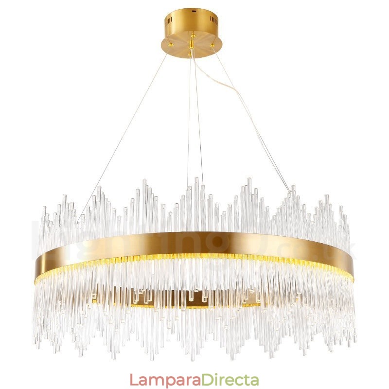 Lámpara colgante moderna y contemporánea de acero con pantalla de cristal