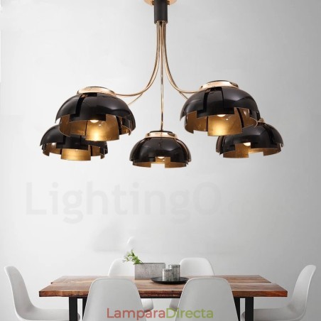 Lámpara de araña moderna contemporánea de acero de 5 luces con pantalla acrílica Lámpara de araña moderna contemporánea de acero de 5 luces con pantalla acrílica