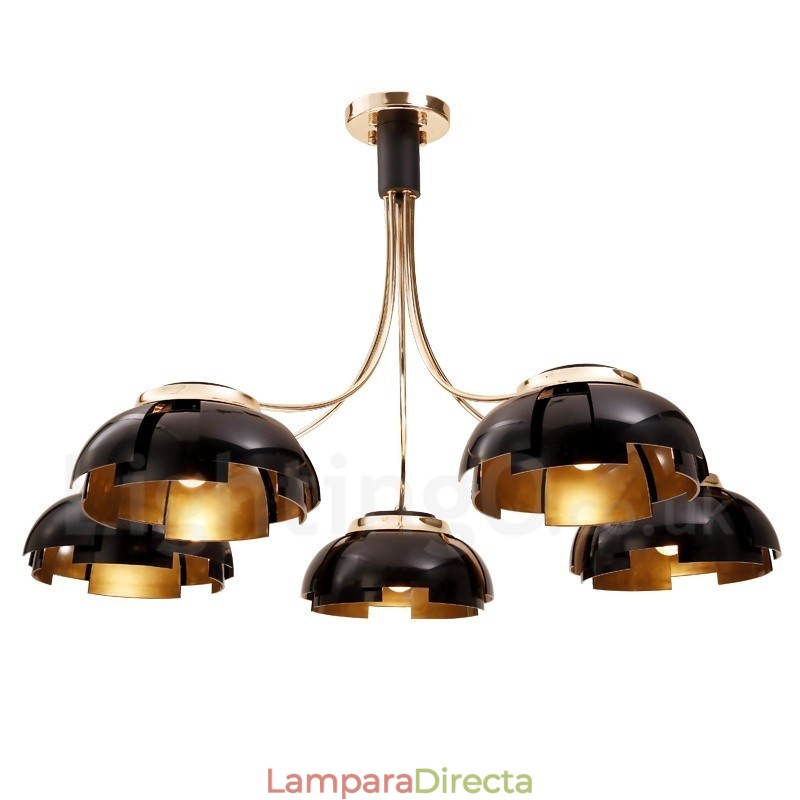 Lámpara de araña moderna contemporánea de acero de 5 luces con pantalla acrílica