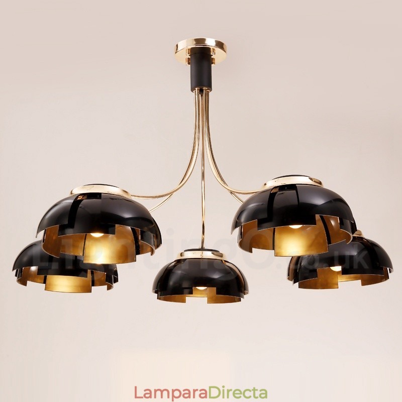 Lámpara de araña moderna contemporánea de acero de 5 luces con pantalla acrílica