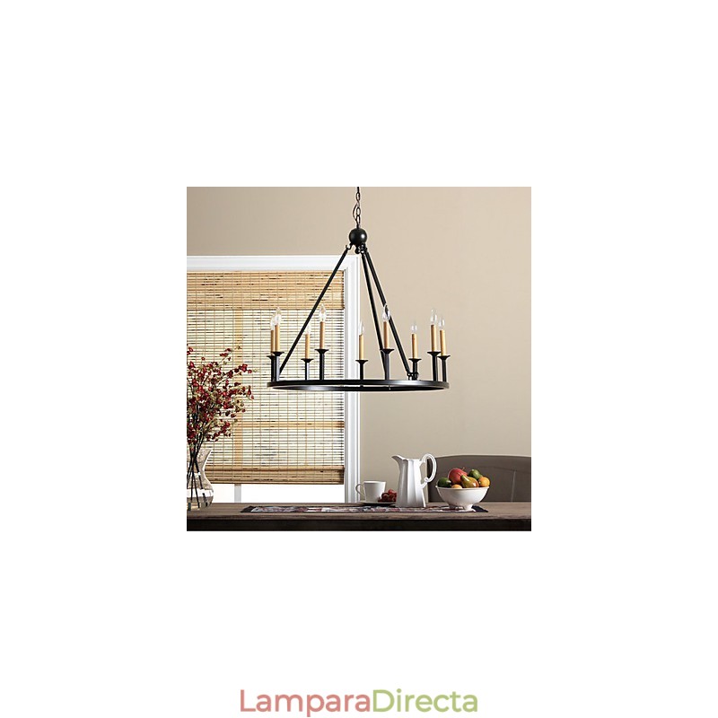 Lámpara de araña de metal con pintura estilo campestre en miniatura