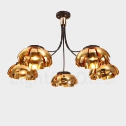 Lámpara de araña moderna contemporánea de acero de 5 luces con pantalla acrílica
