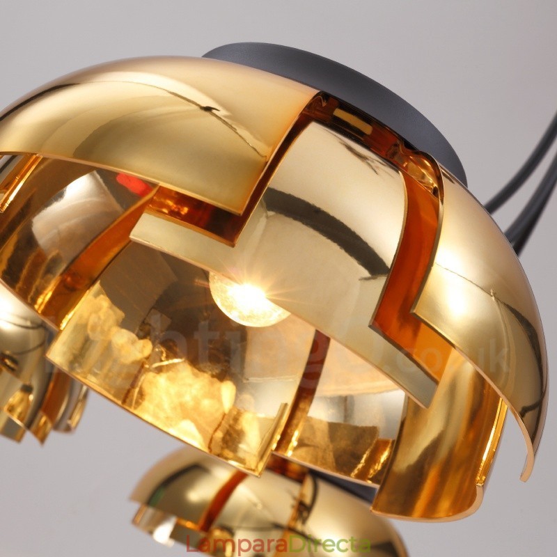 Lámpara de araña moderna contemporánea de acero de 5 luces con pantalla acrílica
