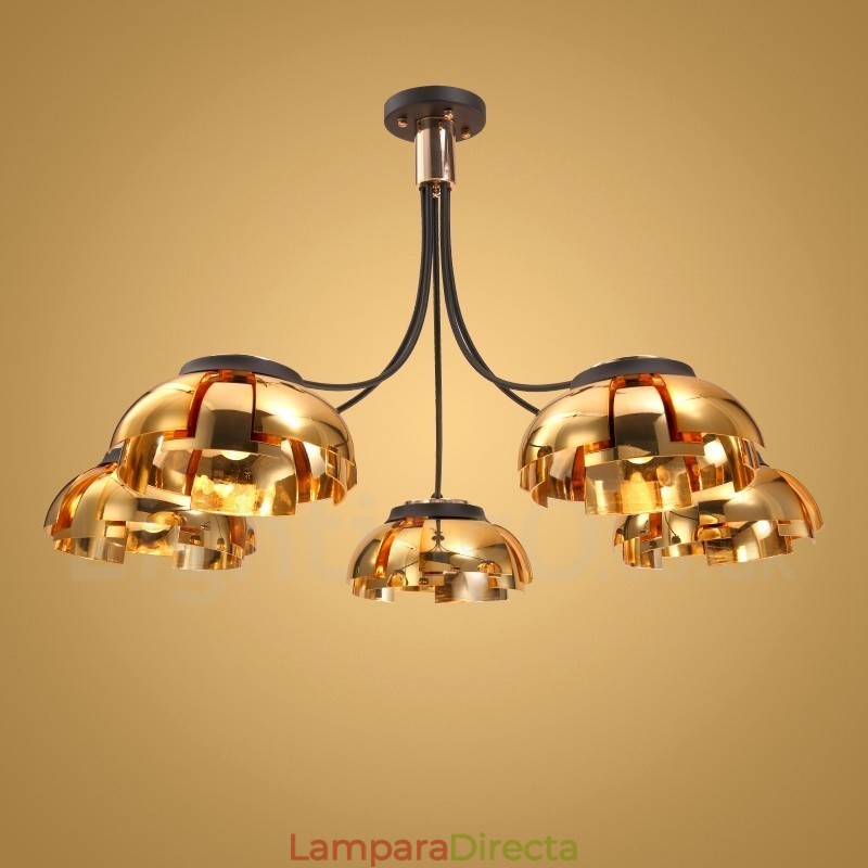 Lámpara de araña moderna contemporánea de acero de 5 luces con pantalla acrílica