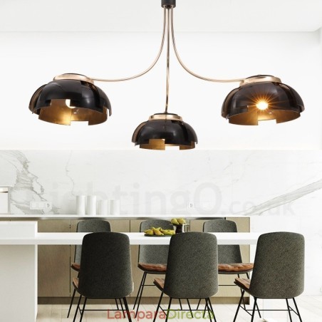 Lámpara de araña moderna contemporánea de acero de 3 luces con pantalla acrílica Lámpara de araña moderna contemporánea de acero de 3 luces con pantalla acrílica