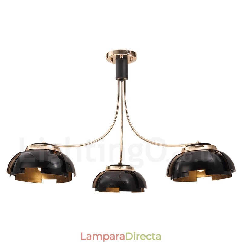 Lámpara de araña moderna contemporánea de acero de 3 luces con pantalla acrílica