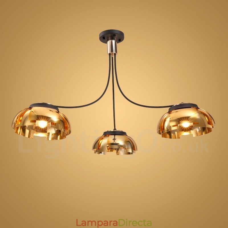 Lámpara de araña moderna contemporánea de acero de 3 luces con pantalla acrílica