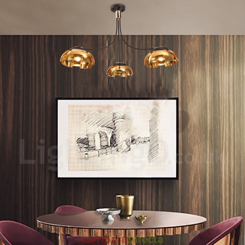 Lámpara de araña moderna contemporánea de acero de 3 luces con pantalla acrílica