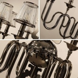 Lámpara de araña moderna contemporánea de acero de 6 luces con pantalla acrílica