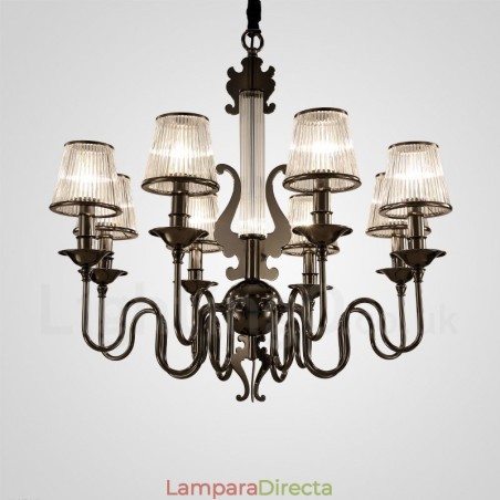 Lámpara de araña moderna contemporánea de acero de 15 luces con pantalla acrílica Lámpara de araña moderna contemporánea de acero de 15 luces con pantalla acrílica