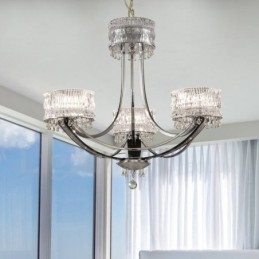 Lámpara de araña moderna contemporánea de acero de 3 luces con pantalla de cristal