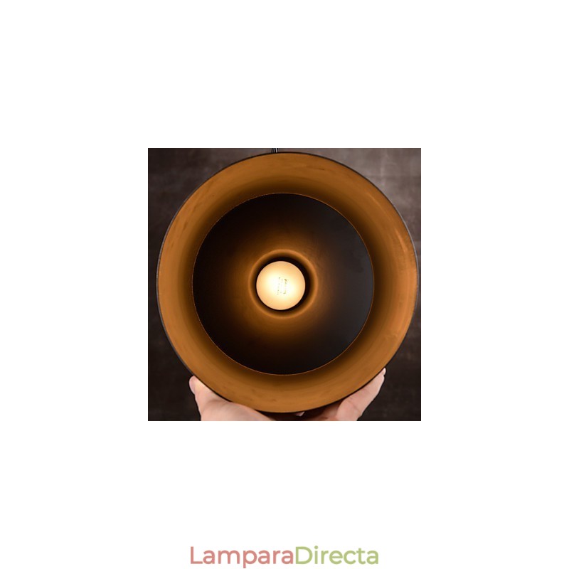 Lámpara colgante rústica de metal con forma de tambor