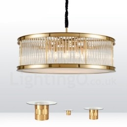 Lámpara colgante moderna y contemporánea de acero de 8 luces con pantalla de acrílico de cristal