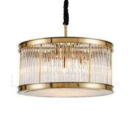 Lámpara colgante moderna y contemporánea de acero de 8 luces con pantalla de acrílico de cristal