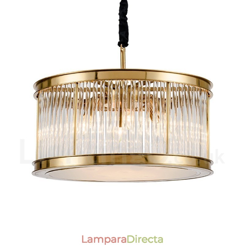 Lámpara colgante moderna y contemporánea de acero de 8 luces con pantalla de acrílico de cristal
