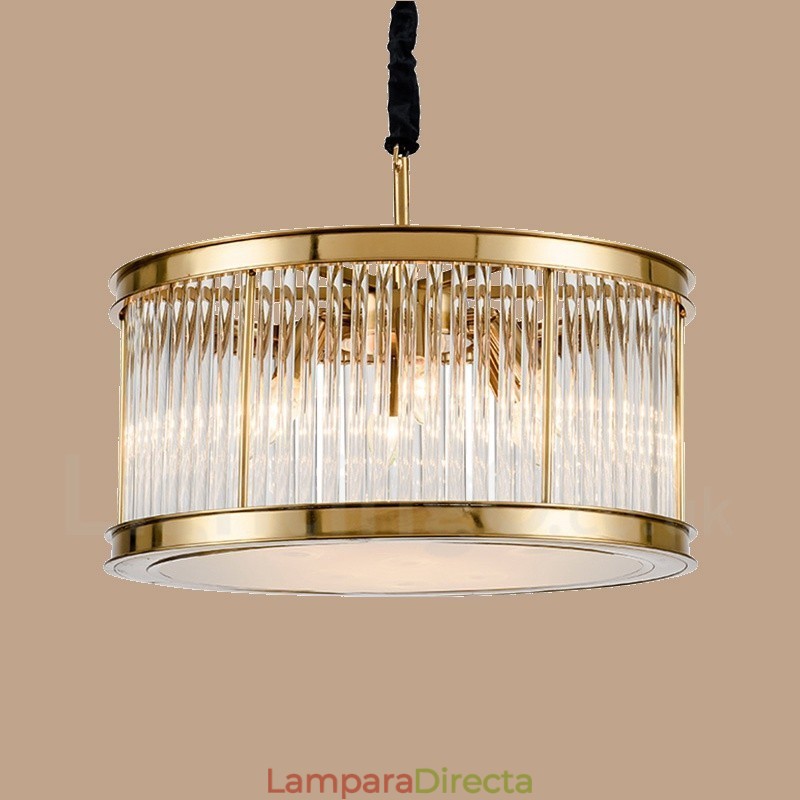 Lámpara colgante moderna y contemporánea de acero de 8 luces con pantalla de acrílico de cristal