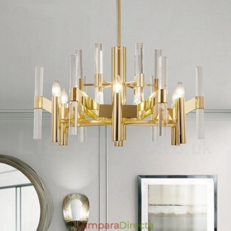 Lámpara de araña moderna y contemporánea de metal de 8 luces con pantalla de cristal Lámpara de araña moderna y contemporánea de metal de 8 luces con pantalla de cristal