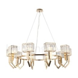 Lámpara colgante moderna contemporánea de acero de 10 luces con pantalla de cristal