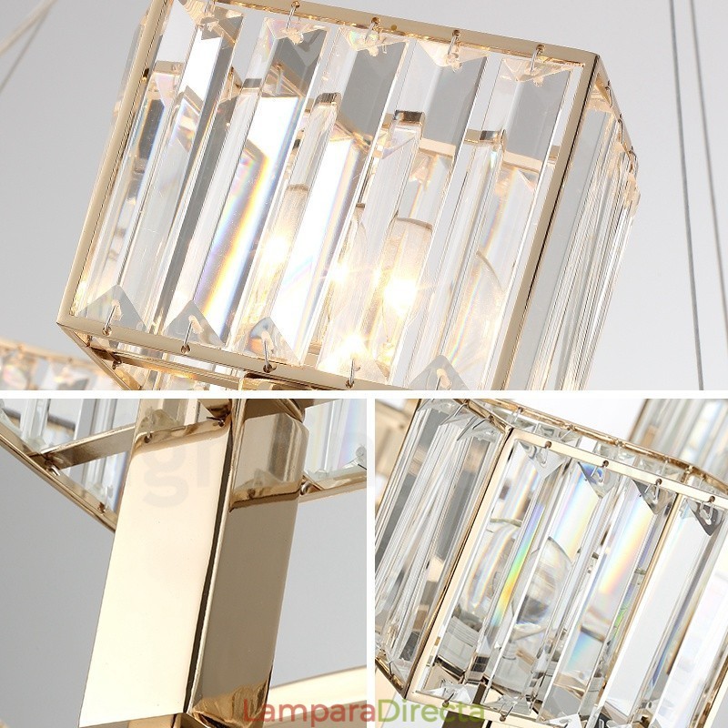 Lámpara colgante moderna contemporánea de acero de 8 luces con pantalla de cristal