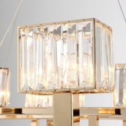 Lámpara colgante moderna contemporánea de acero de 6 luces con pantalla de cristal