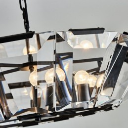 Lámpara colgante moderna contemporánea de acero de 8 luces con pantalla de cristal
