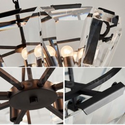 Lámpara colgante moderna contemporánea de acero de 8 luces con pantalla de cristal