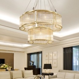 Lámpara colgante moderna y contemporánea de acero de 11 luces con pantalla de cristal
