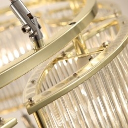 Lámpara colgante moderna y contemporánea de acero de 11 luces con pantalla de cristal