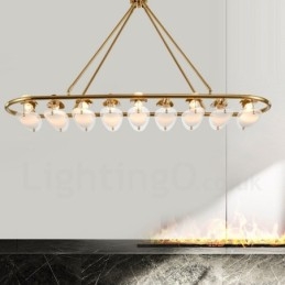 Lámpara colgante moderna contemporánea de latón de 9 luces con pantalla de vidrio