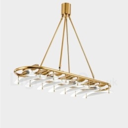 Lámpara colgante moderna contemporánea de latón de 9 luces con pantalla de vidrio