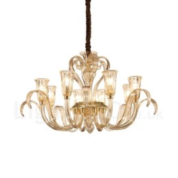 Lámpara de araña moderna contemporánea de 8 luces de cristal con pantalla de cristal