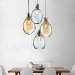 Lámpara colgante moderna contemporánea de 1 luz de vidrio con pantalla de vidrio