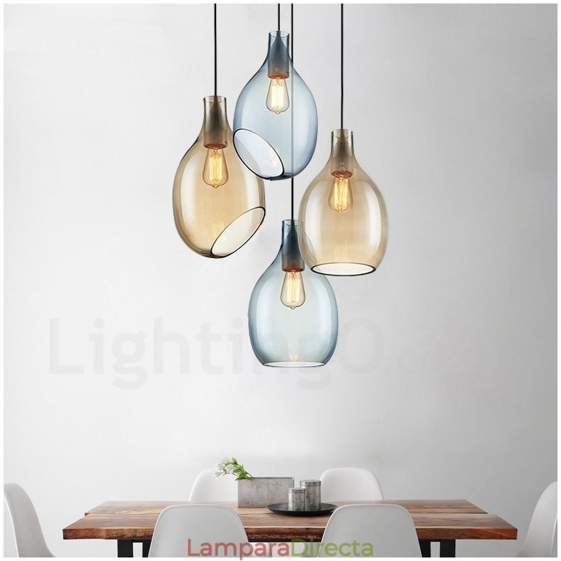 Lámpara colgante moderna contemporánea de 1 luz de vidrio con pantalla de vidrio