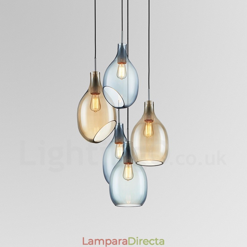 Lámpara colgante moderna contemporánea de 1 luz de vidrio con pantalla de vidrio