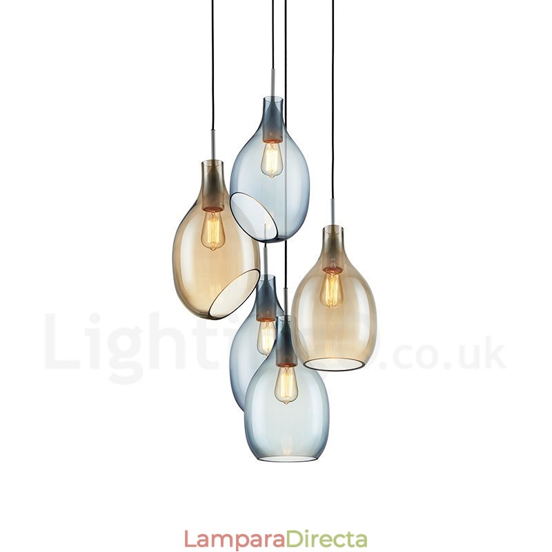Lámpara colgante moderna contemporánea de 1 luz de vidrio con pantalla de vidrio