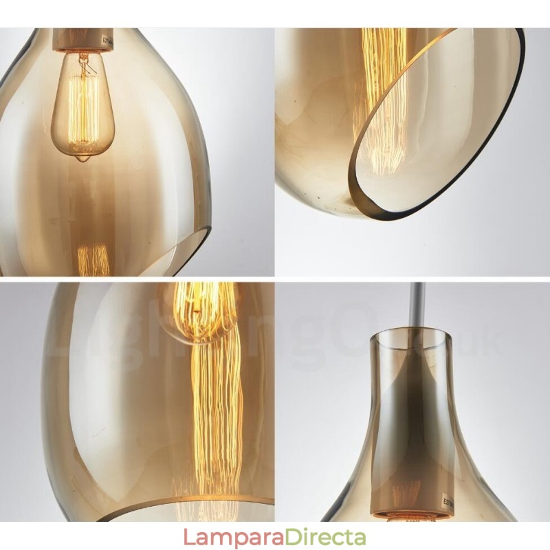 Lámpara colgante moderna contemporánea de 1 luz de vidrio con pantalla de vidrio
