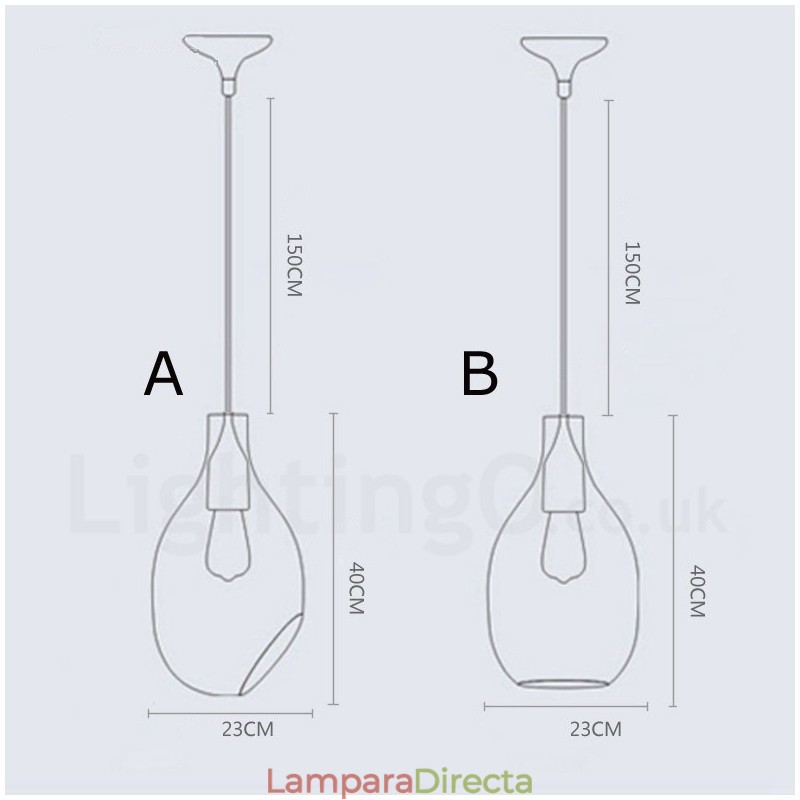 Lámpara colgante moderna contemporánea de 1 luz de vidrio con pantalla de vidrio